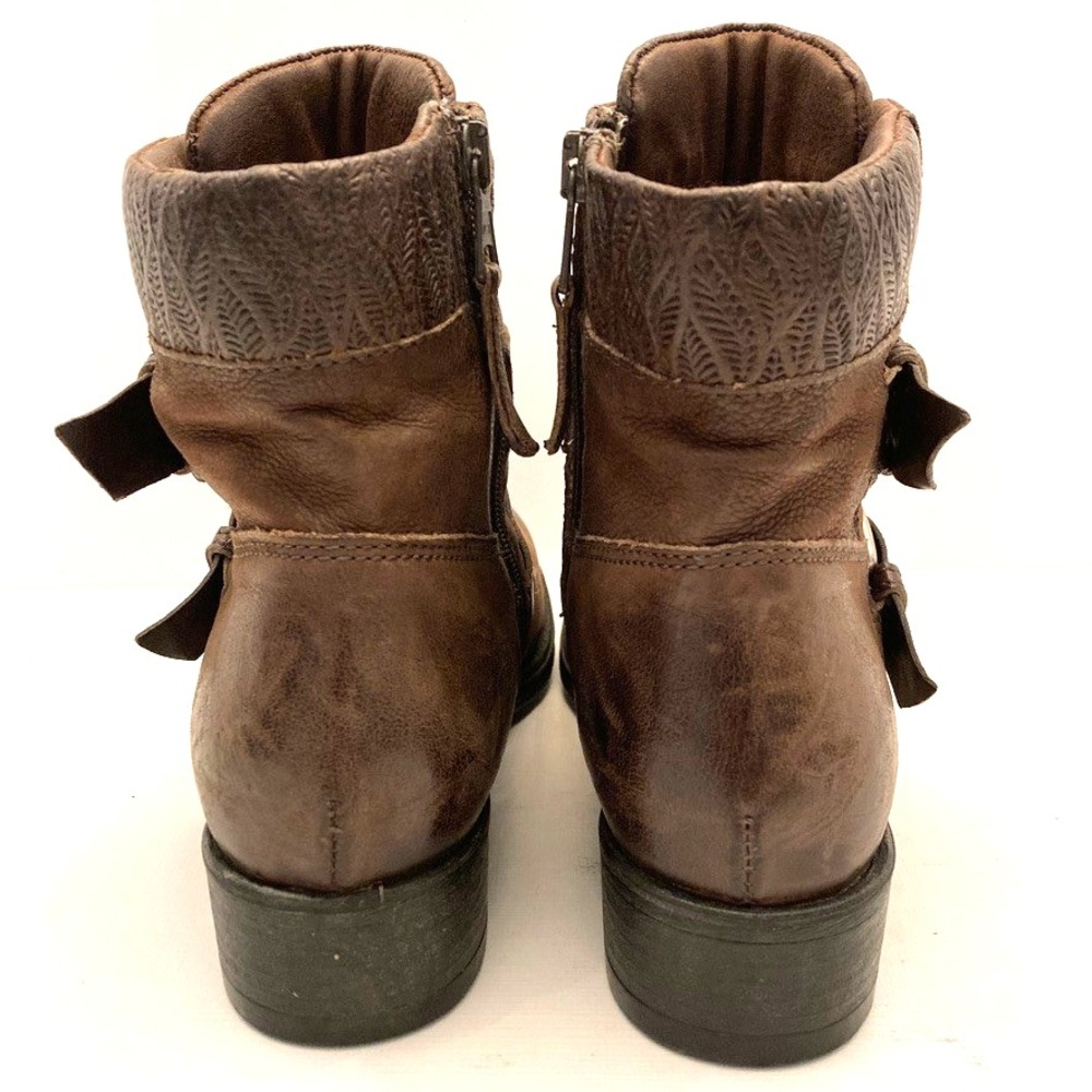 Miz Mooz Niles Boots Brown Leather Strap Buckles EU 38‎ Women's 7.5-8 Distressed - Picture 5 of 10